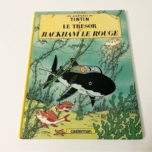 Vtg French Tintin Le Tresor de Rackham Le Rouge Adventures of Tintin Herge Book